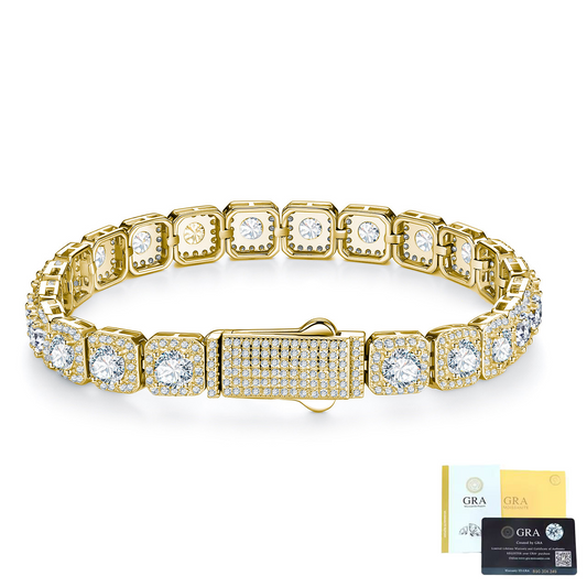Crystal Cluster Cuban | Full Pavé Moissanite Cuban Link Bracelet