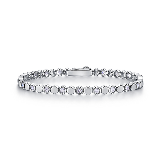 Crystal Hive | Hexagonal Full Pavé Moissanite Bracelet