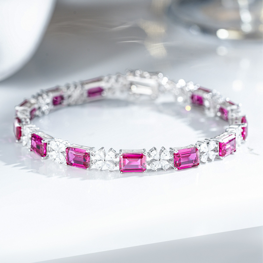 Color Symphony | 1ct Emerald & Ruby Tennis Bracelet