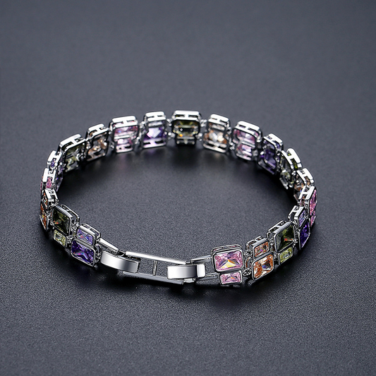 Dopamine Double | Colorful "Sugar Cube" Layered CZ Bracelet