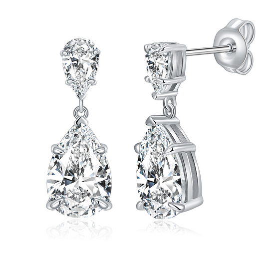 7ct Total Weight | Pear-Shaped Moissanite Drop Earrings