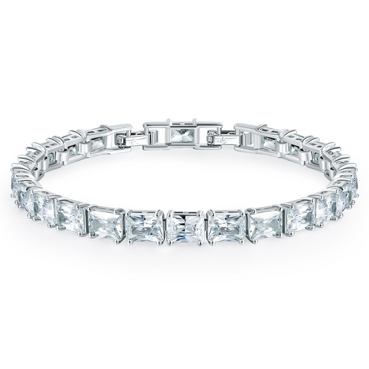 Geometric Elegance | 5x7mm Square CZ Tennis Bracelet