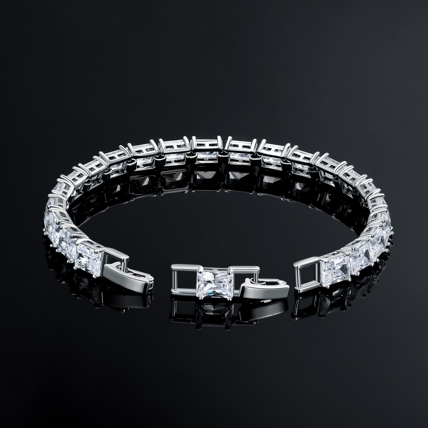 Geometric Elegance | 5x7mm Square CZ Tennis Bracelet