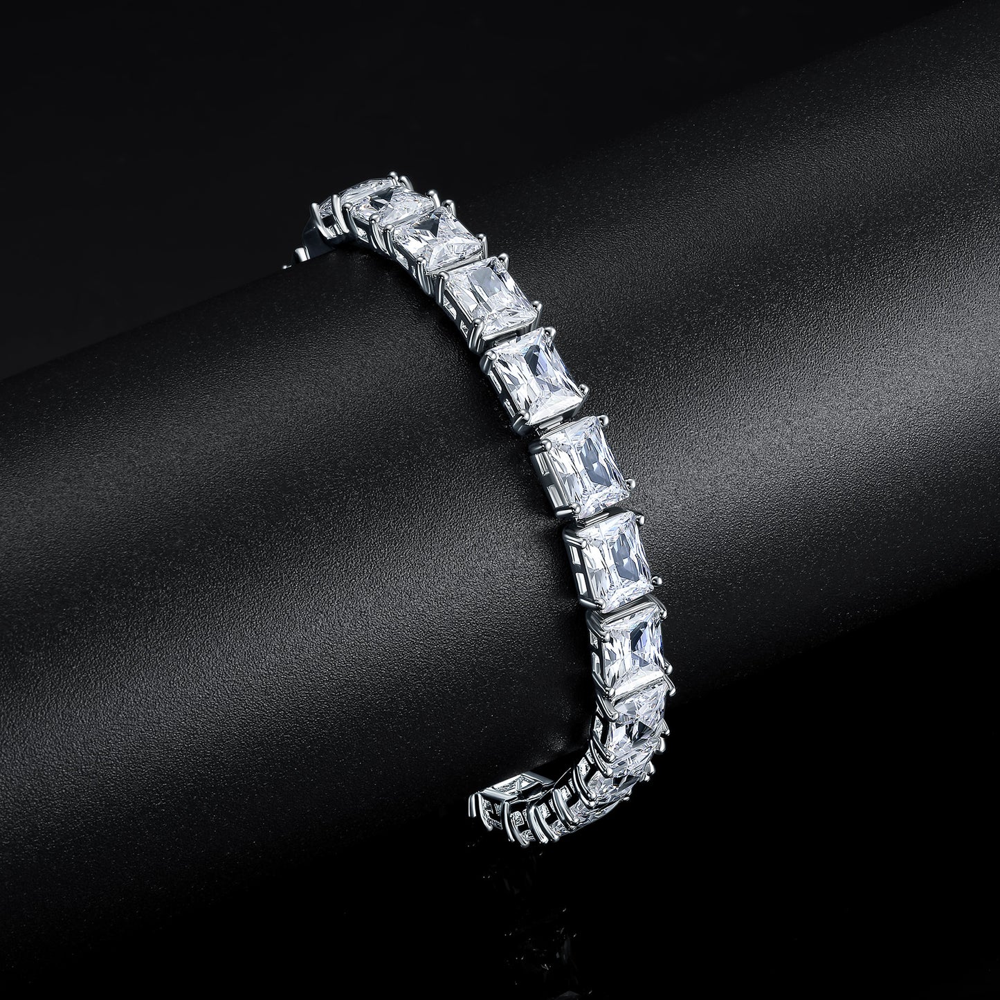 Geometric Elegance | 5x7mm Square CZ Tennis Bracelet