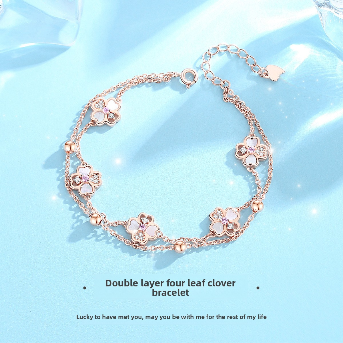 Layered Luck | 925 Silver Double Clover Bracelet