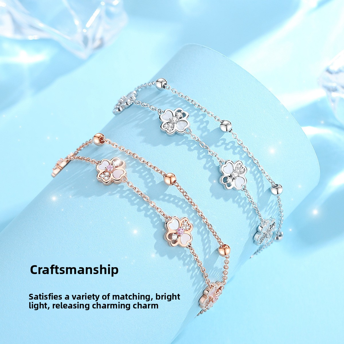 Layered Luck | 925 Silver Double Clover Bracelet