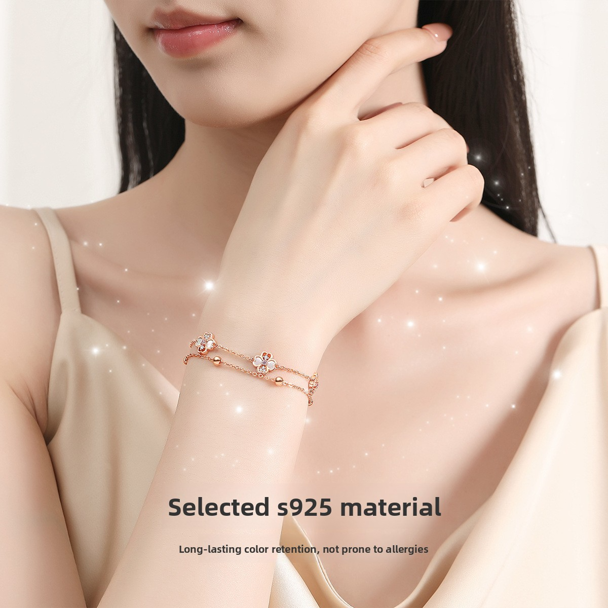 Layered Luck | 925 Silver Double Clover Bracelet