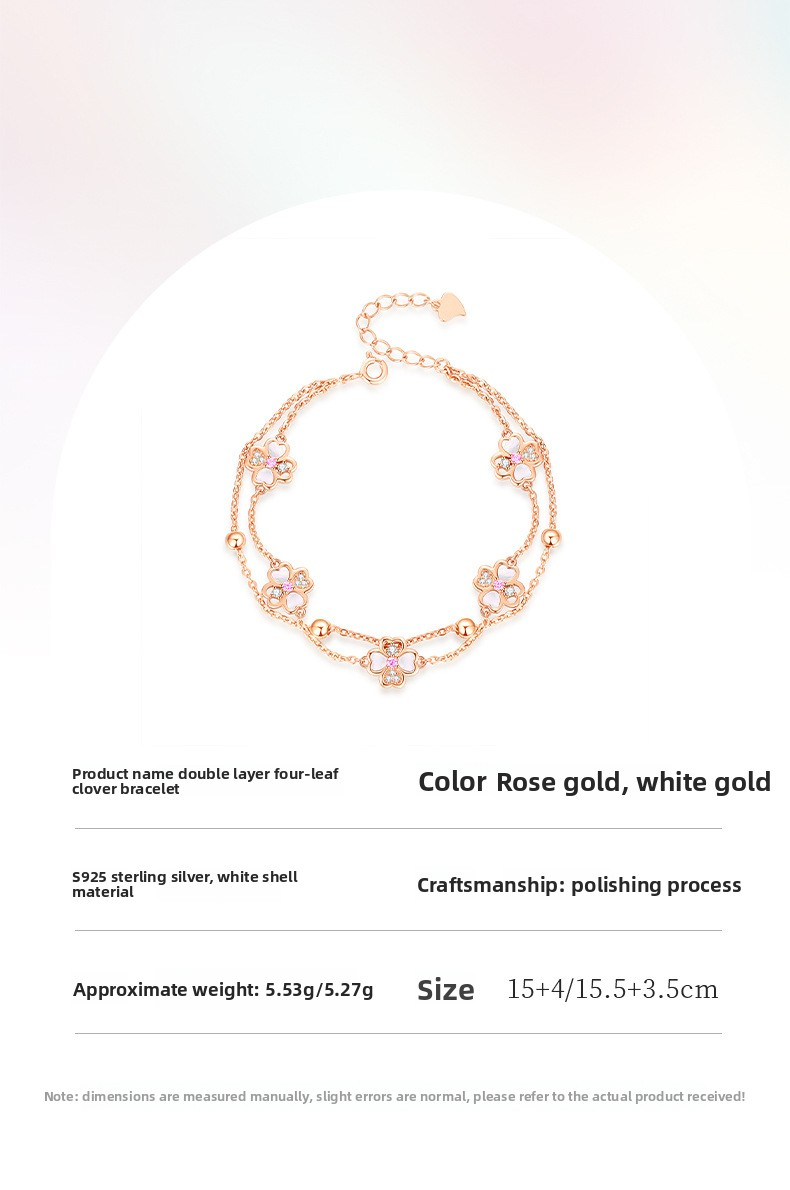 Layered Luck | 925 Silver Double Clover Bracelet