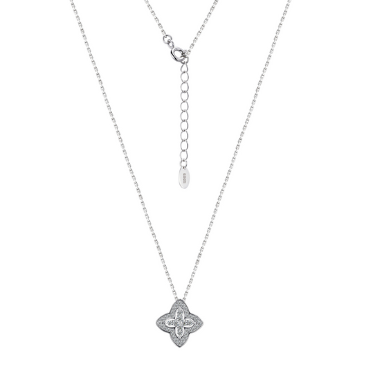 Lucky Brilliance | 925 Silver Four-Leaf Clover Moissanite Pendant