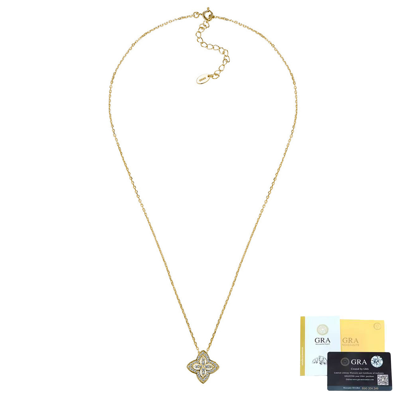 Lucky Brilliance | 925 Silver Four-Leaf Clover Moissanite Pendant