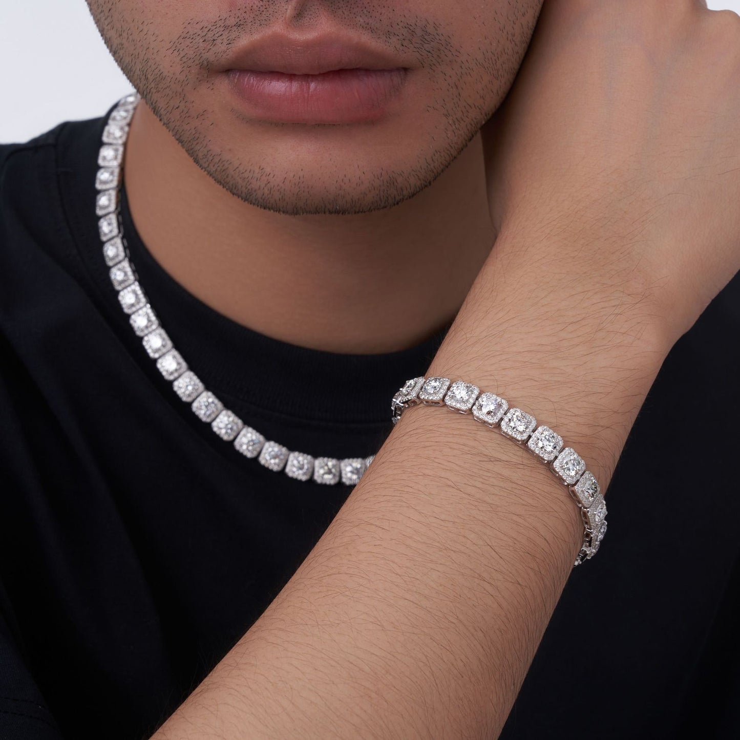 Crystal Cluster Cuban | Full Pavé Moissanite Cuban Link Bracelet