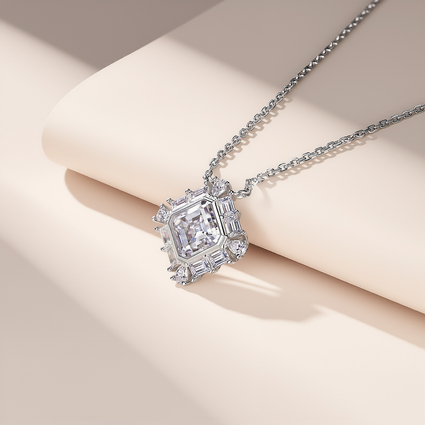 Geometric Radiance | 2.76 CTW Princess-Cut Moissanite Pendant