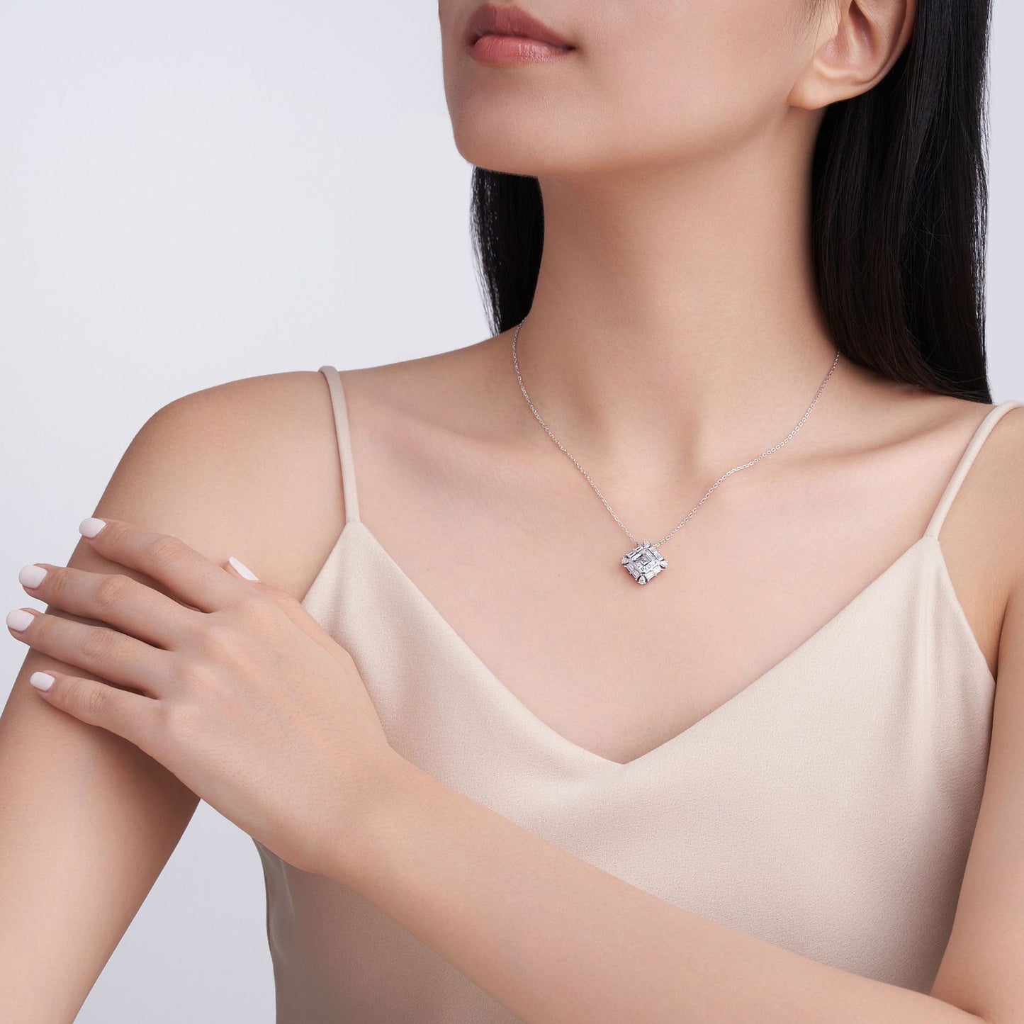 Geometric Radiance | 2.76 CTW Princess-Cut Moissanite Pendant