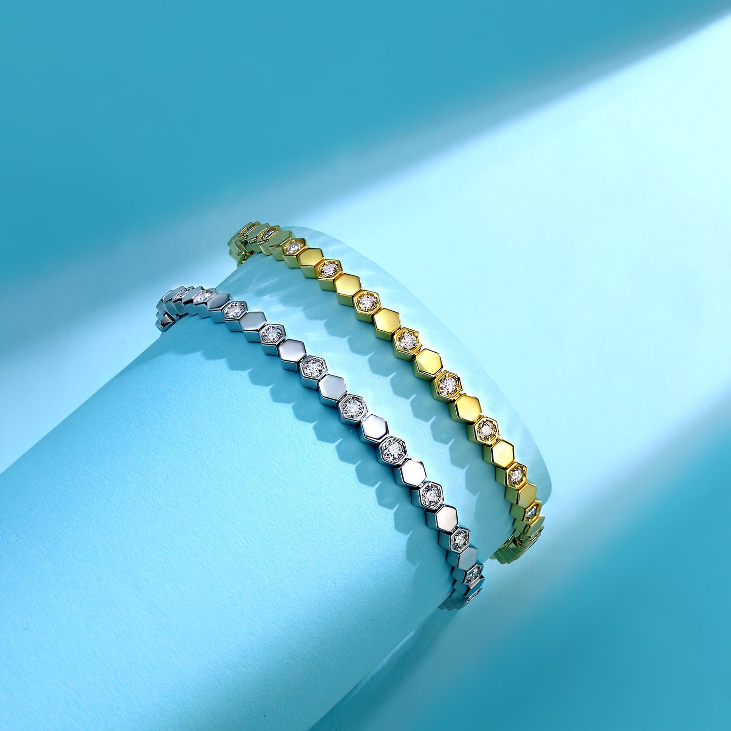 Crystal Hive | Hexagonal Full Pavé Moissanite Bracelet