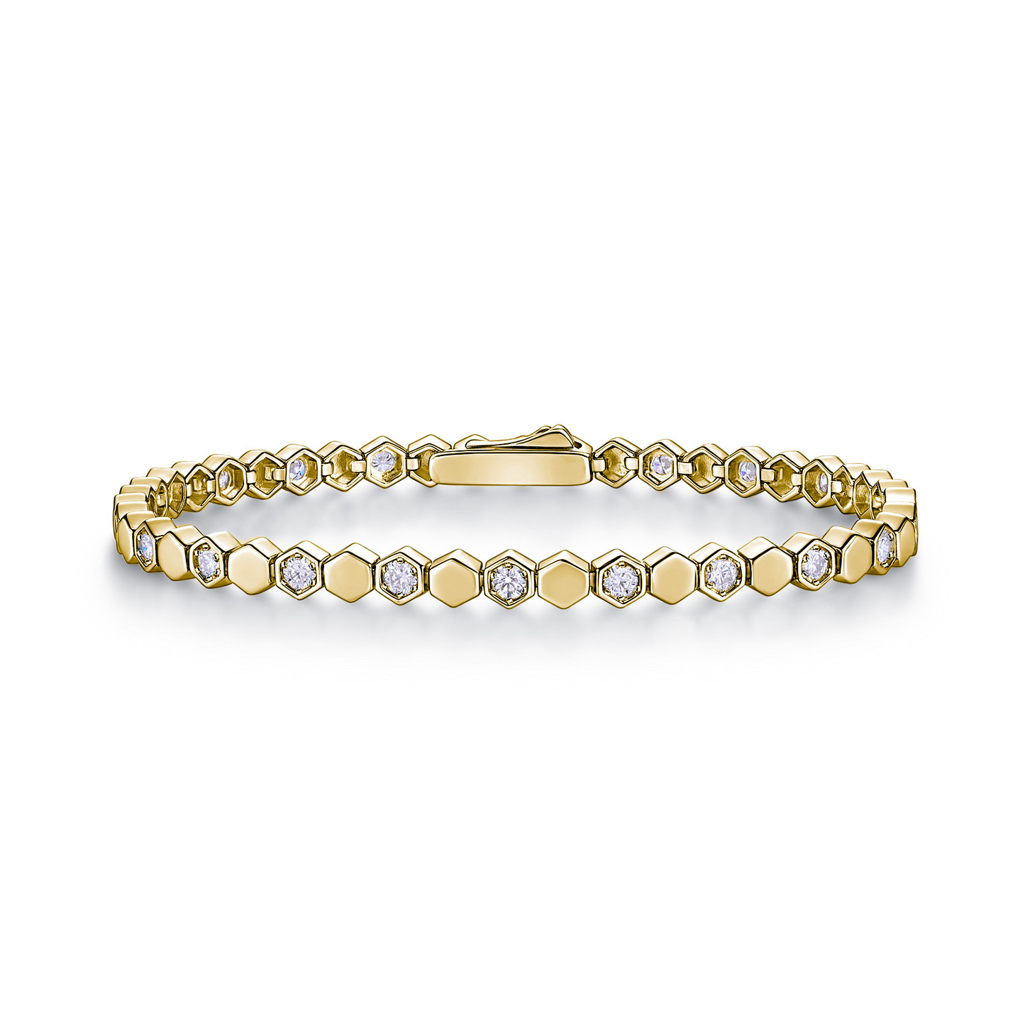 Crystal Hive | Hexagonal Full Pavé Moissanite Bracelet