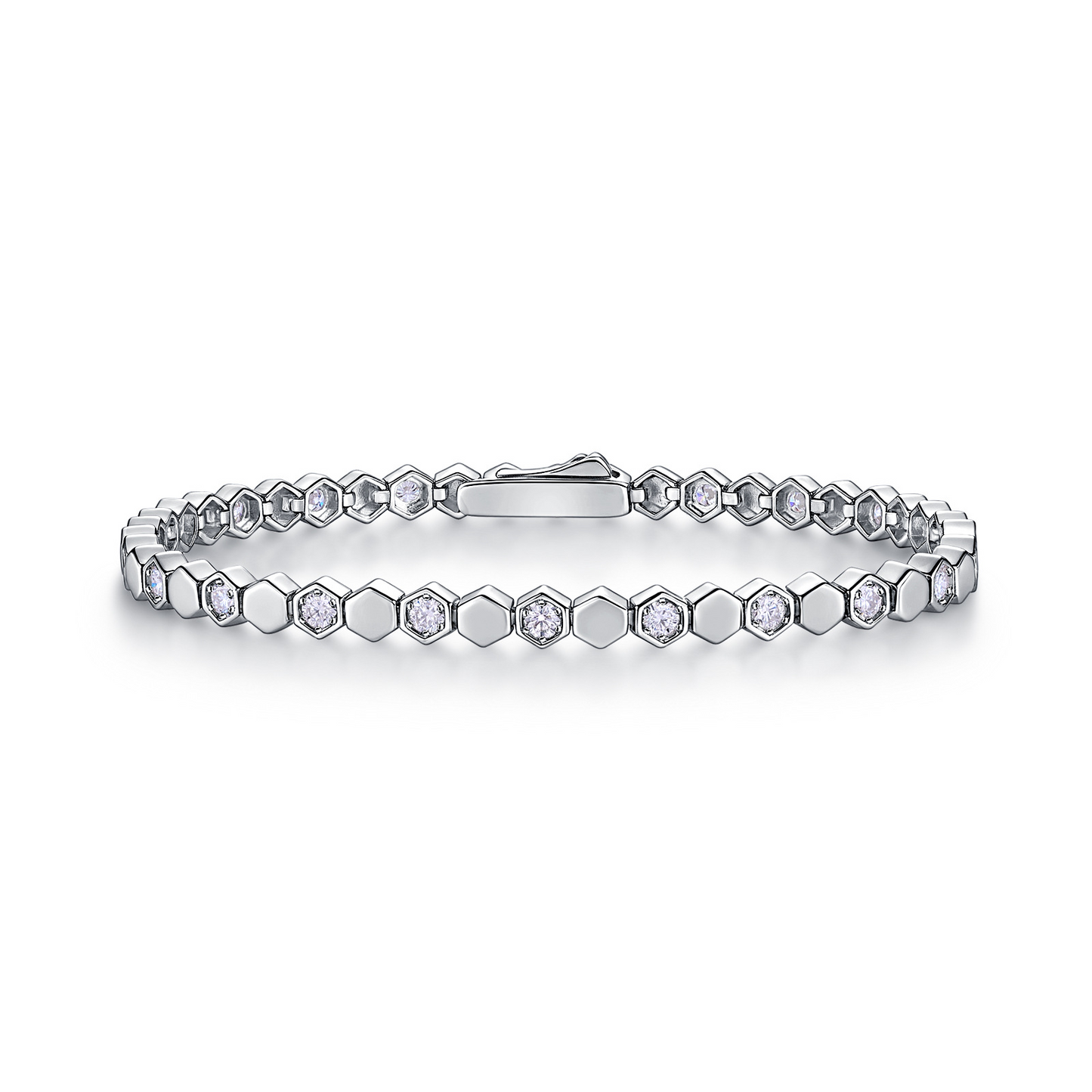 Crystal Hive | Hexagonal Full Pavé Moissanite Bracelet