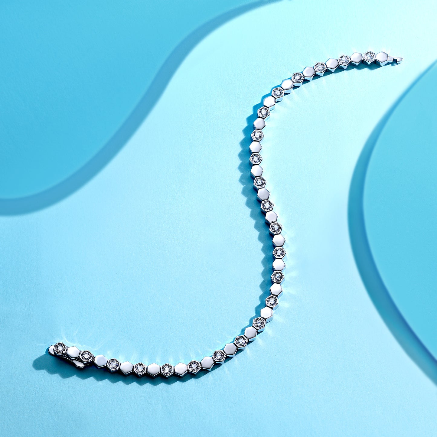Crystal Hive | Hexagonal Full Pavé Moissanite Bracelet