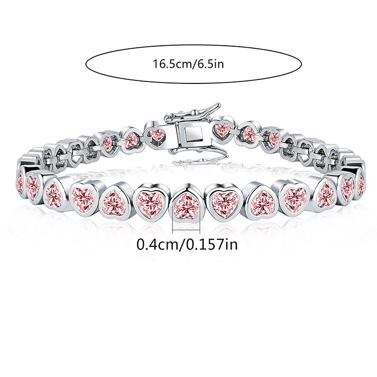 French Romance | 3A CZ Bezel-Set Heart Bracelet