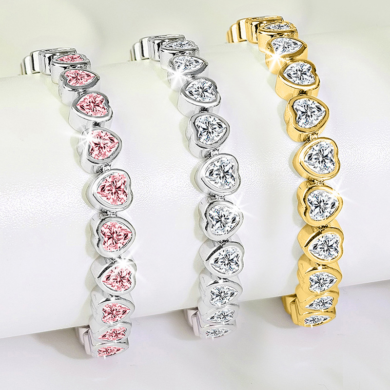 French Romance | 3A CZ Bezel-Set Heart Bracelet
