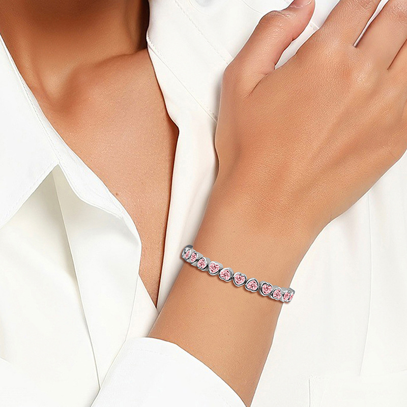 French Romance | 3A CZ Bezel-Set Heart Bracelet