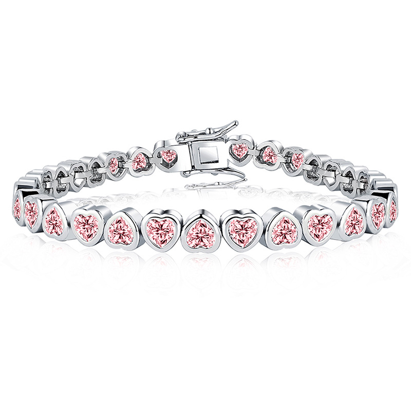 French Romance | 3A CZ Bezel-Set Heart Bracelet