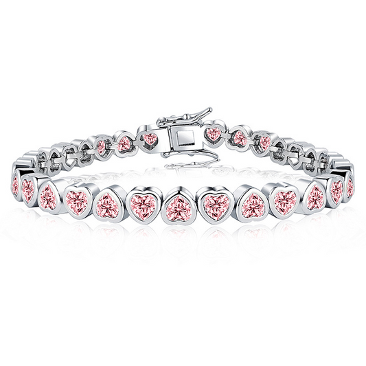 French Romance | 3A CZ Bezel-Set Heart Bracelet