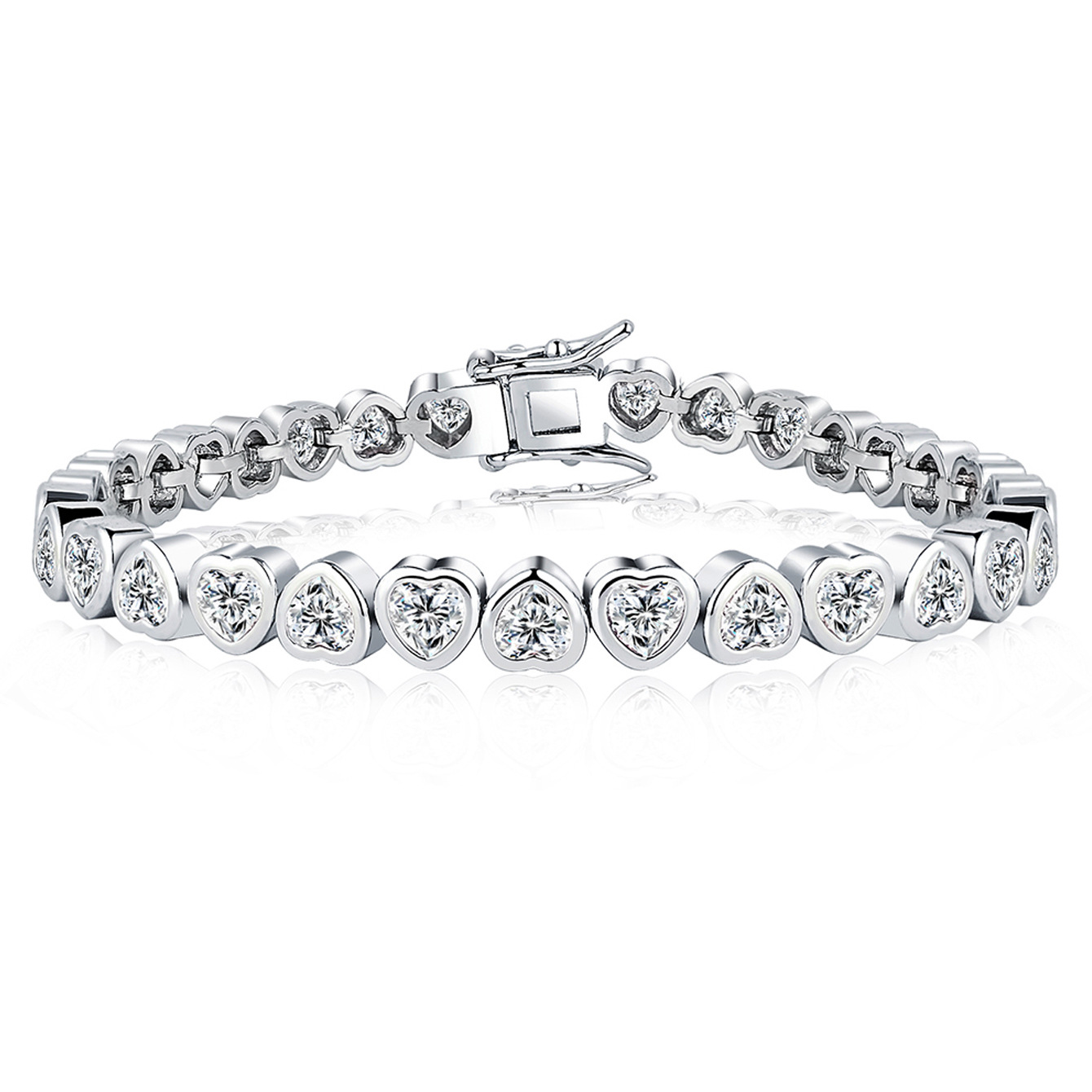 French Romance | 3A CZ Bezel-Set Heart Bracelet