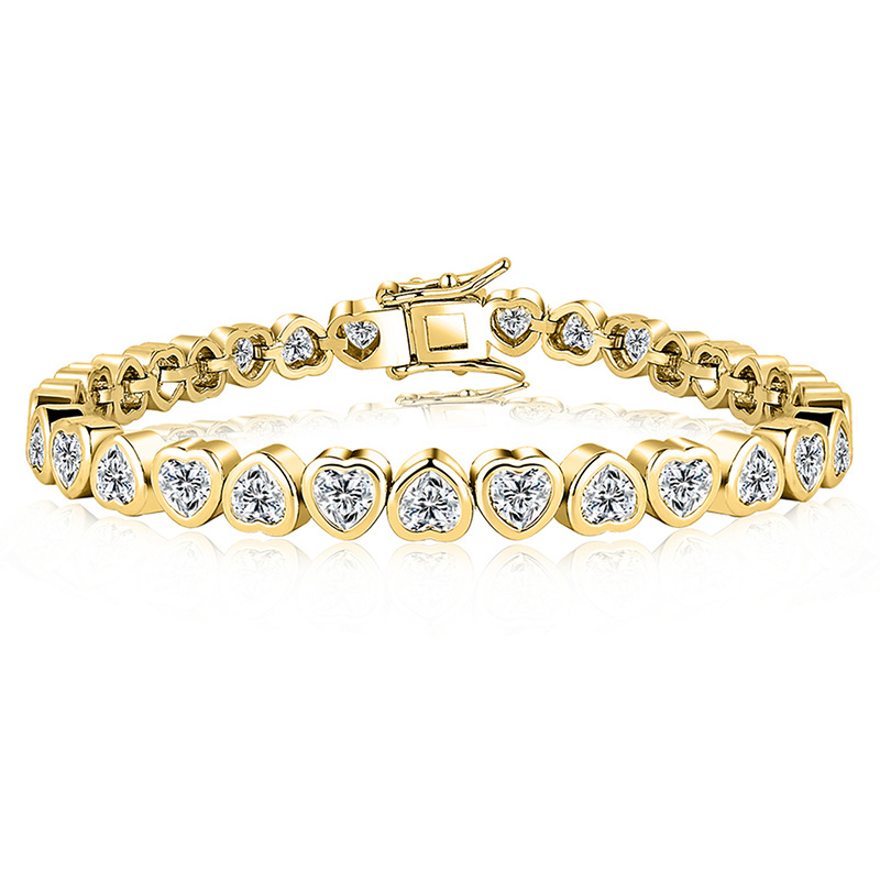 French Romance | 3A CZ Bezel-Set Heart Bracelet