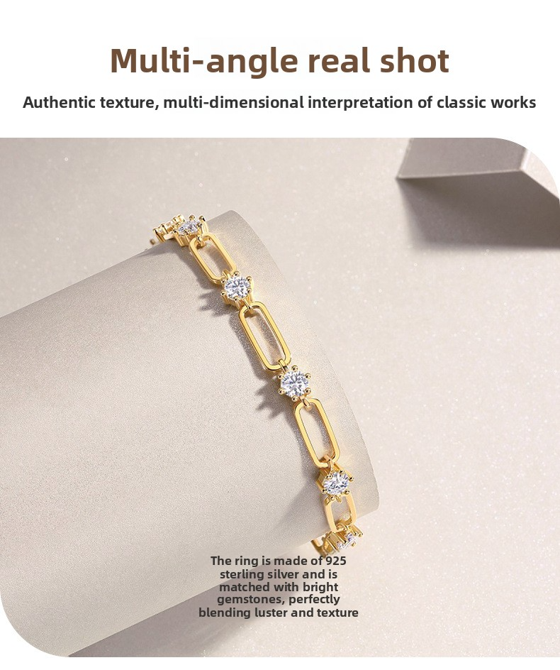 Golden Rhythm | 925 Silver Moissanite Tennis Bracelet