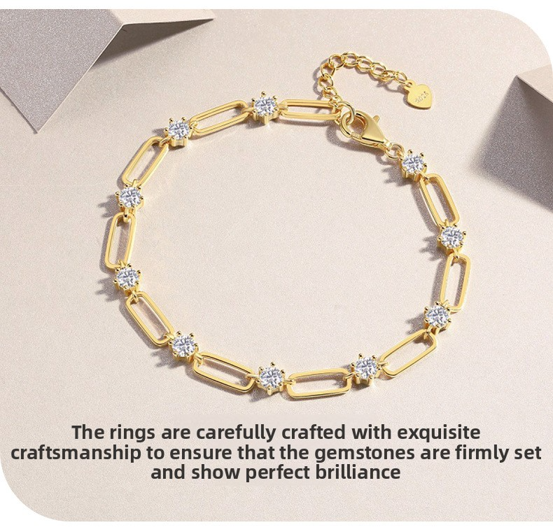 Golden Rhythm | 925 Silver Moissanite Tennis Bracelet