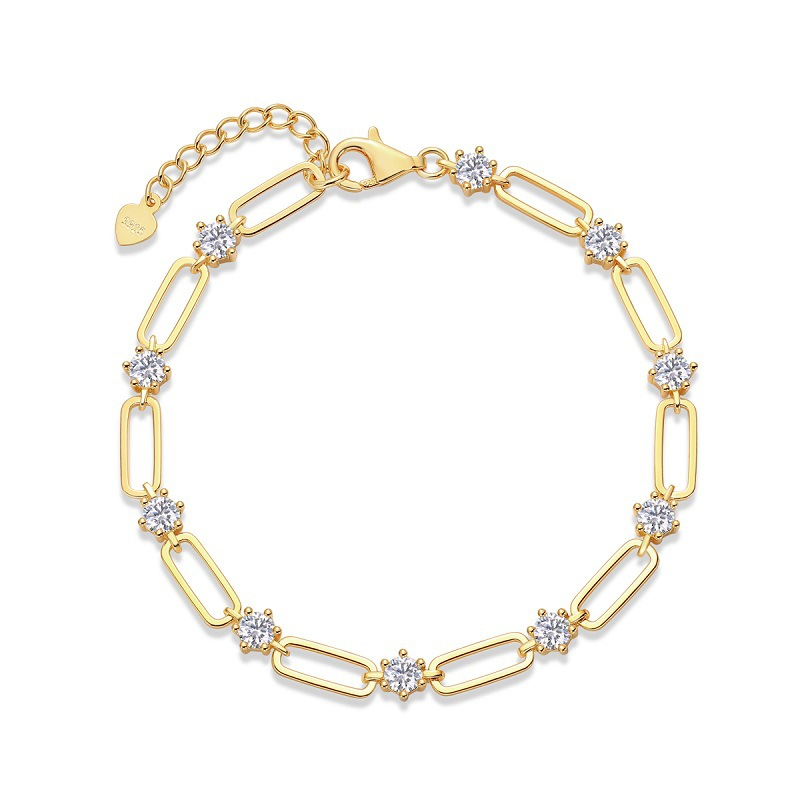 Golden Rhythm | 925 Silver Moissanite Tennis Bracelet