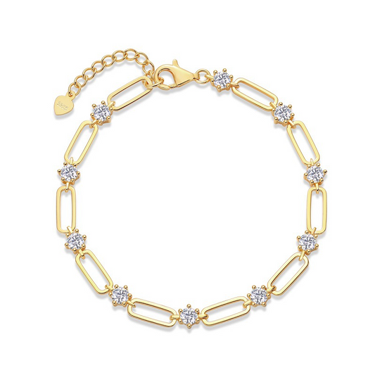 Golden Rhythm | 925 Silver Moissanite Tennis Bracelet