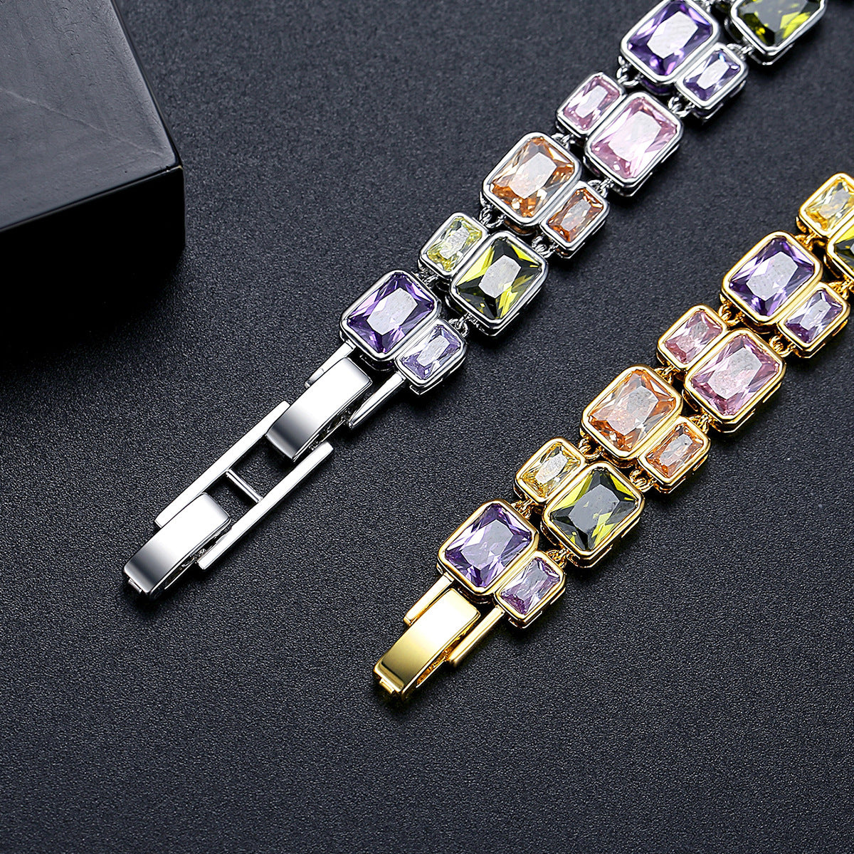 Dopamine Double | Colorful "Sugar Cube" Layered CZ Bracelet