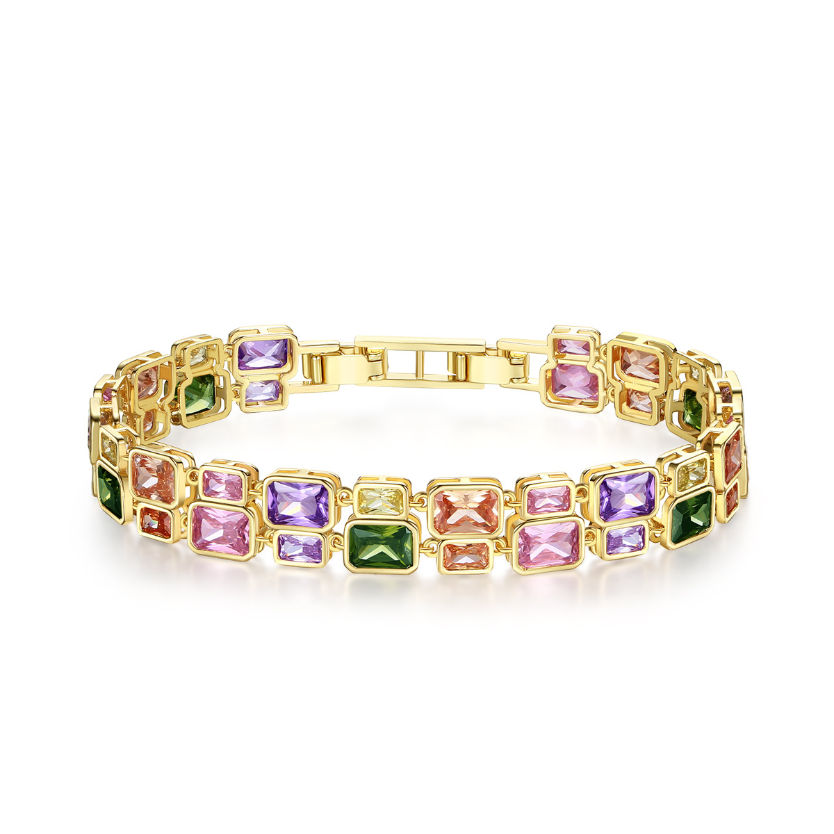 Dopamine Double | Colorful "Sugar Cube" Layered CZ Bracelet