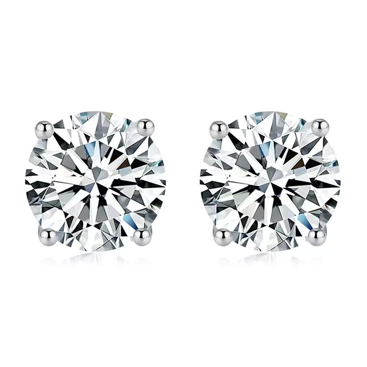 925 Sterling Silver D Color VVS Moissanite Stud Earrings – 4-Prong/6-Prong Classic
