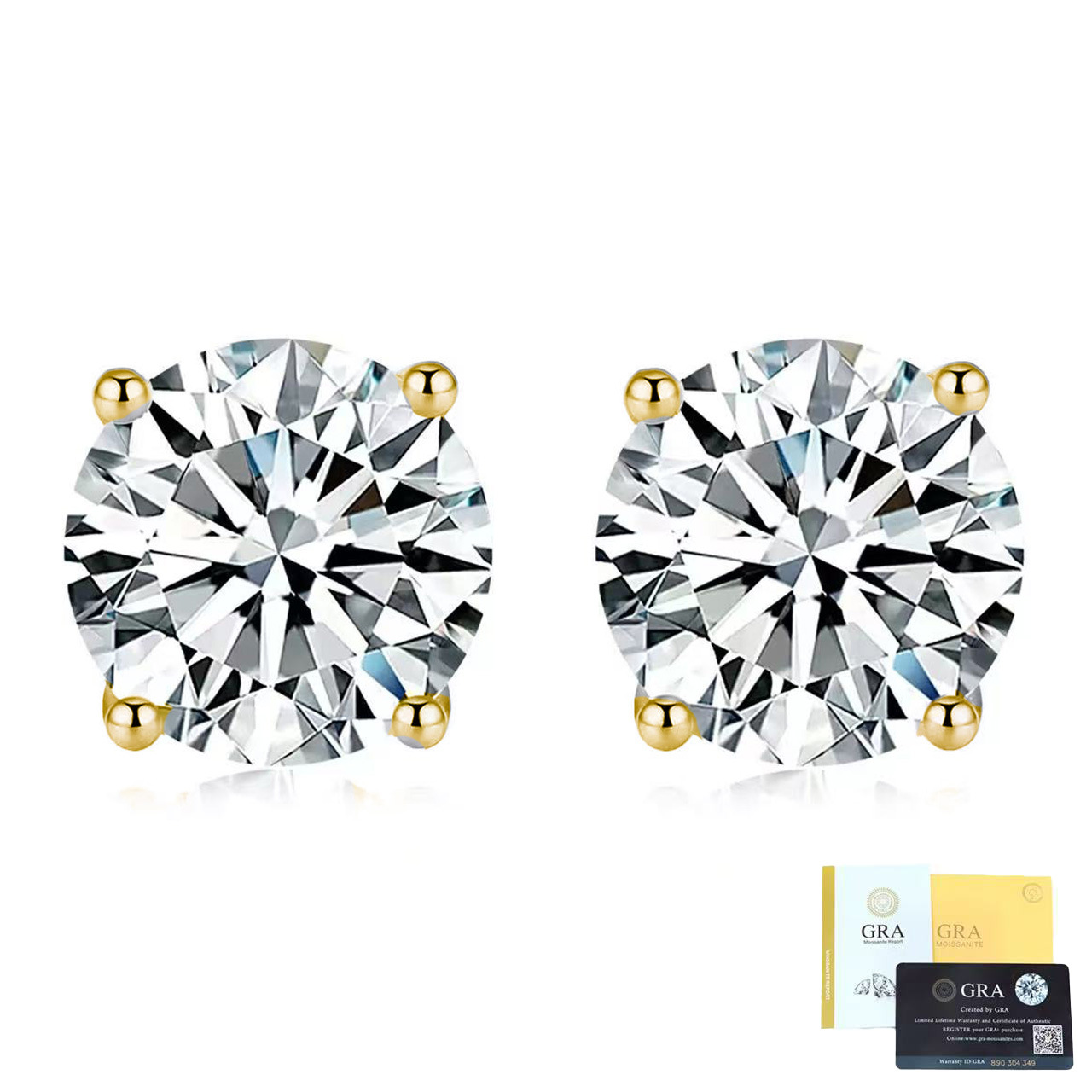 925 Sterling Silver D Color VVS Moissanite Stud Earrings – 4-Prong/6-Prong Classic