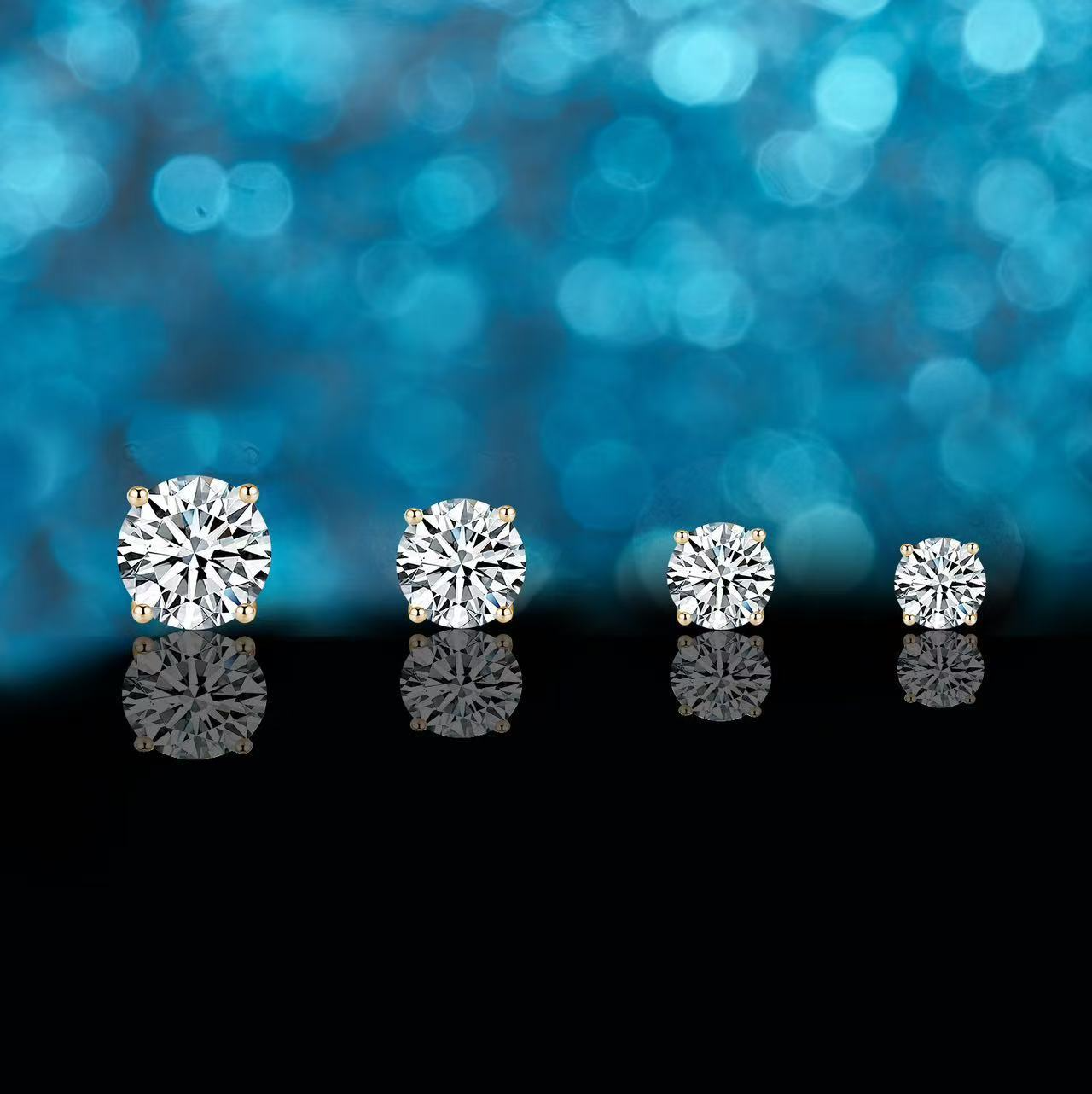 925 Sterling Silver D Color VVS Moissanite Stud Earrings – 4-Prong/6-Prong Classic