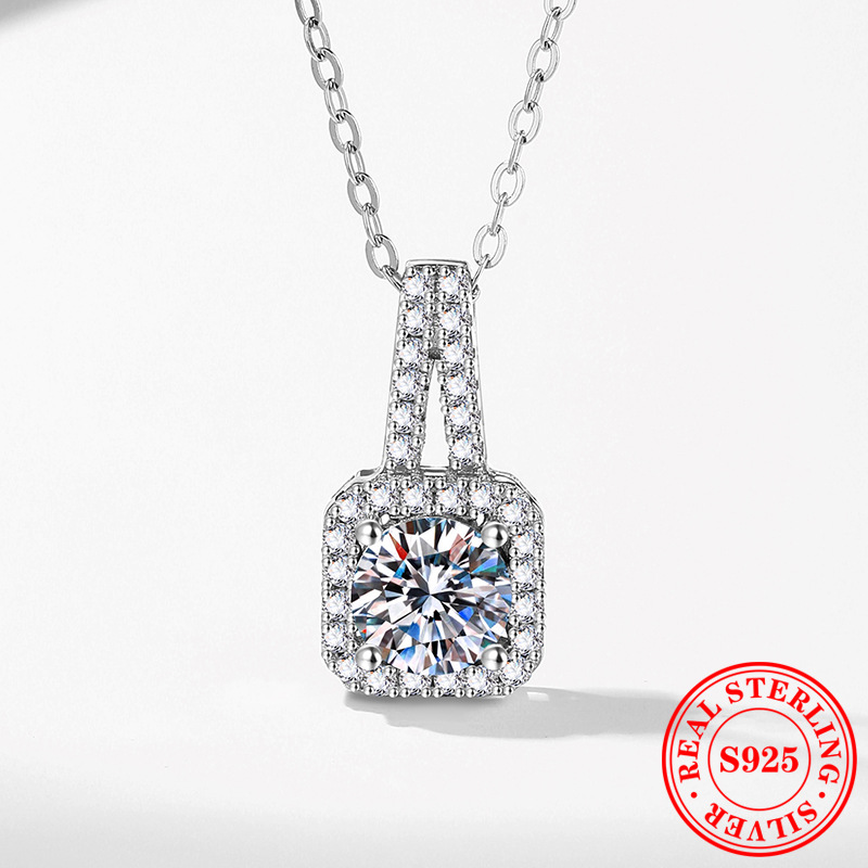 The Modern Classic | Princess-Cut Moissanite Bezel Pendant