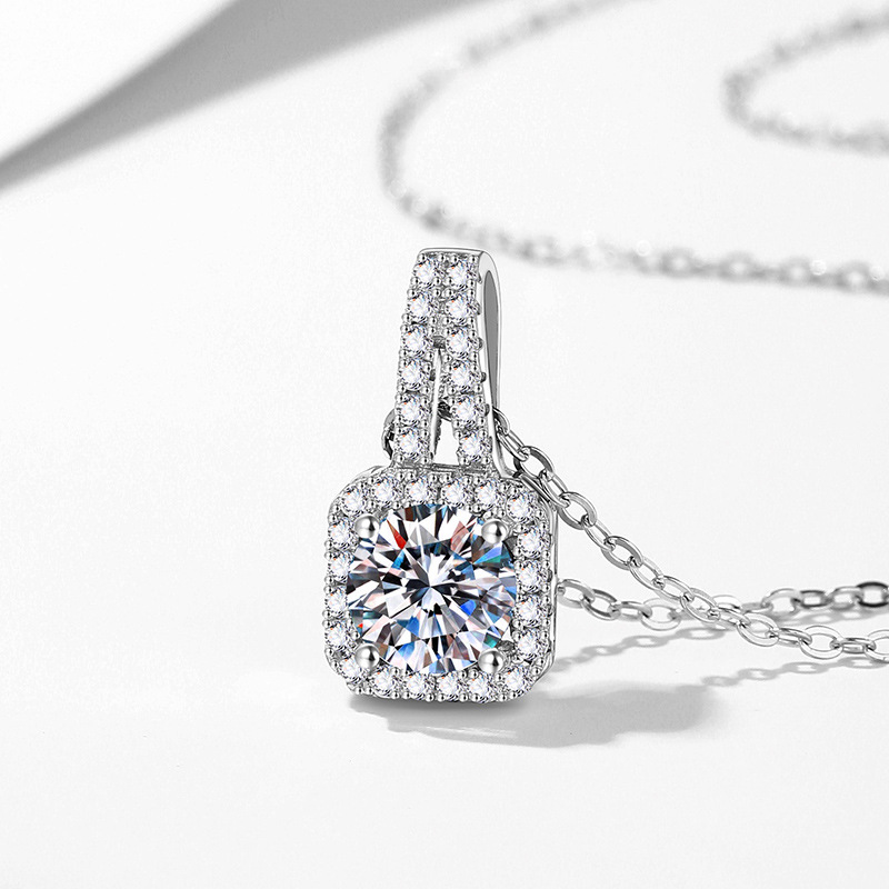 The Modern Classic | Princess-Cut Moissanite Bezel Pendant
