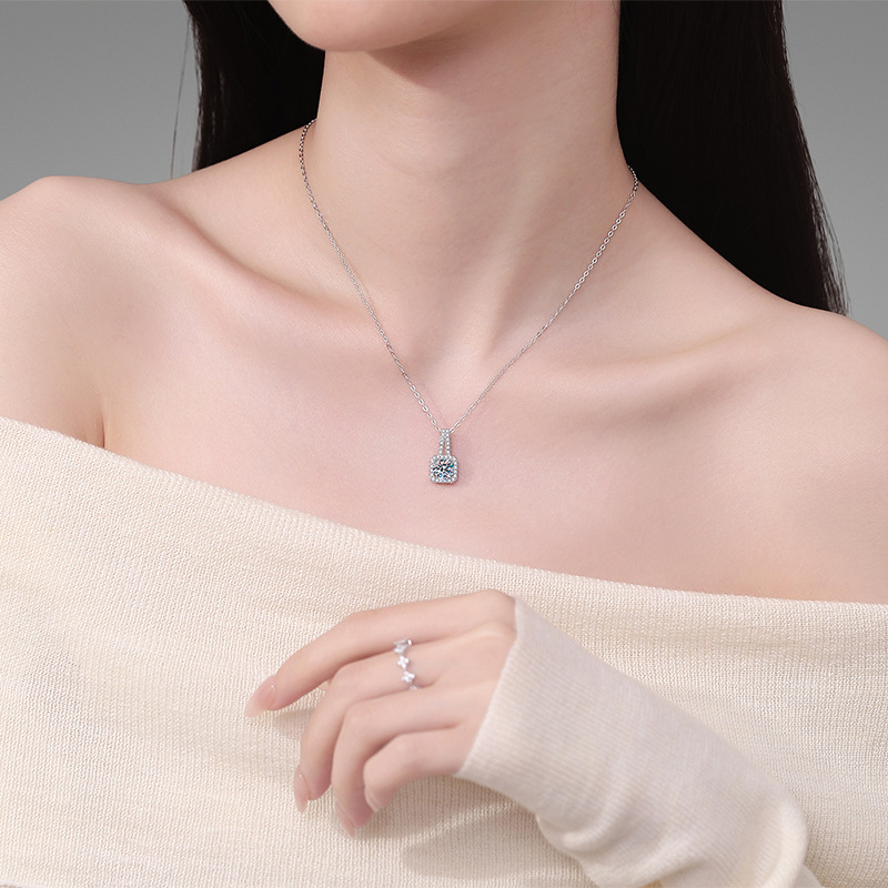 The Modern Classic | Princess-Cut Moissanite Bezel Pendant