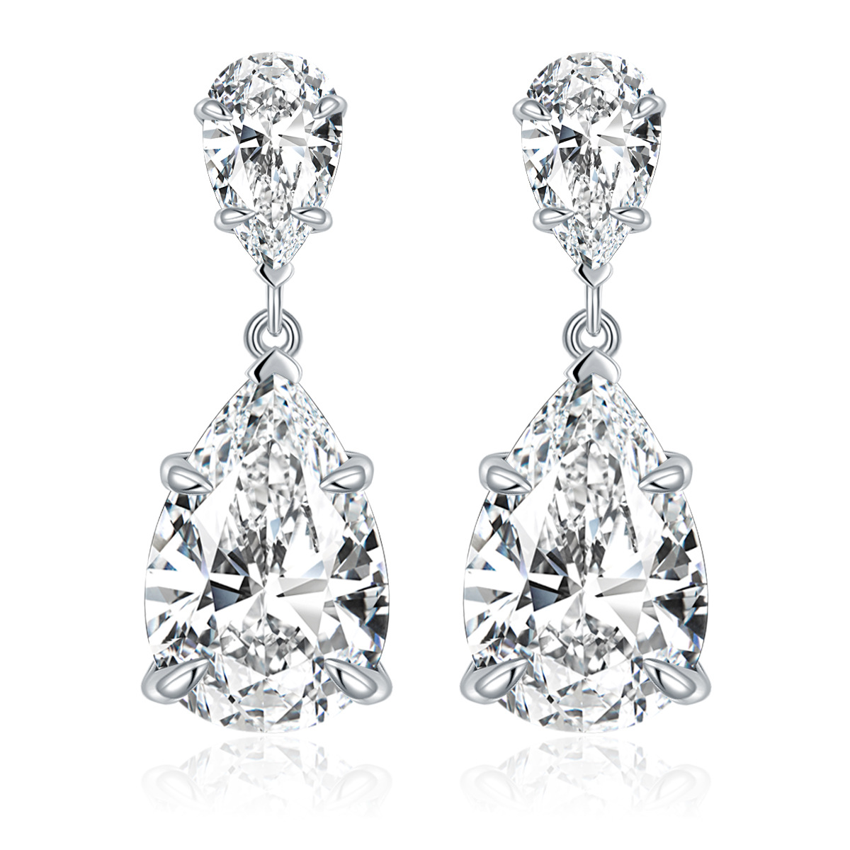7ct Total Weight | Pear-Shaped Moissanite Drop Earrings