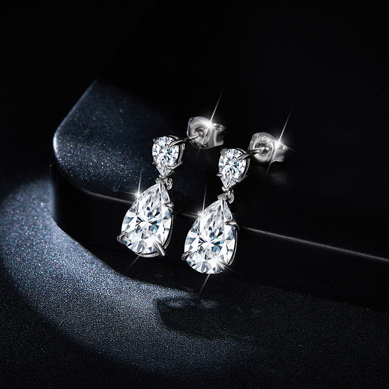 7ct Total Weight | Pear-Shaped Moissanite Drop Earrings